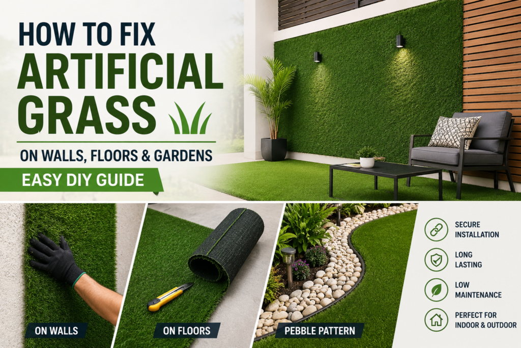 How to Fix Artificial Grass on Wall & Floor | DIY Guide